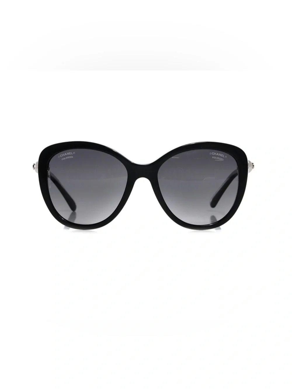 PRE-LOVED CHANEL Pearl Polarized Winter Butterfly Sunglasses, Black